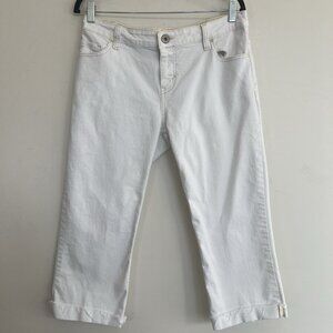 Levi Strauss Signature Cuff White Capris Cotton Blend Stretch Mid-Rise Junior 11